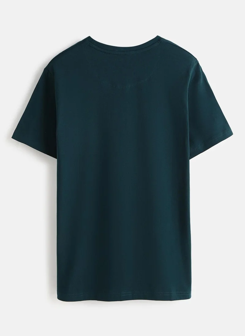 روجن Foil Printed Slim Fit T-Shirt | Green